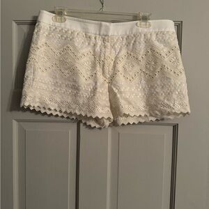 Tory Burch White Embroidered Women Shorts